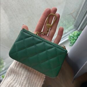 Green card holder with keychain clasp
